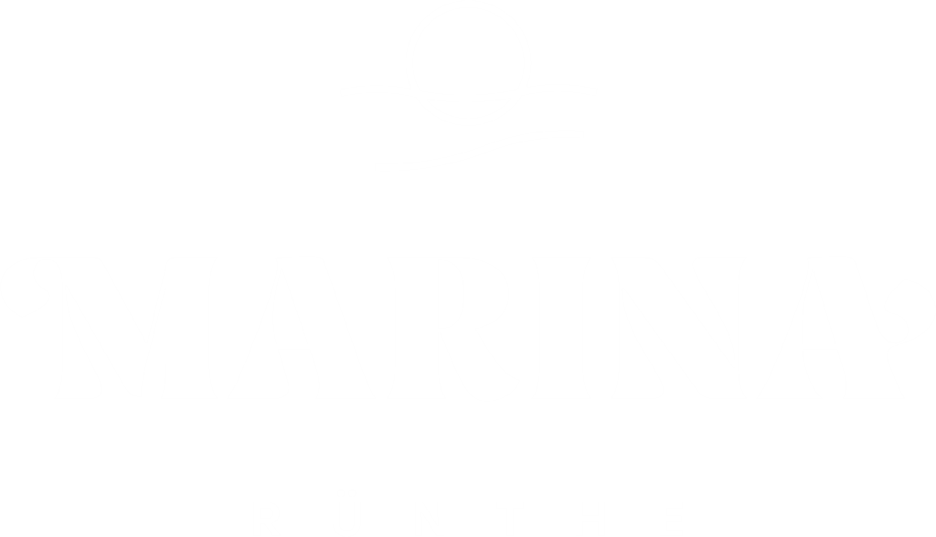 Logo der Marina Rünthe mit Bildmarke in weiß