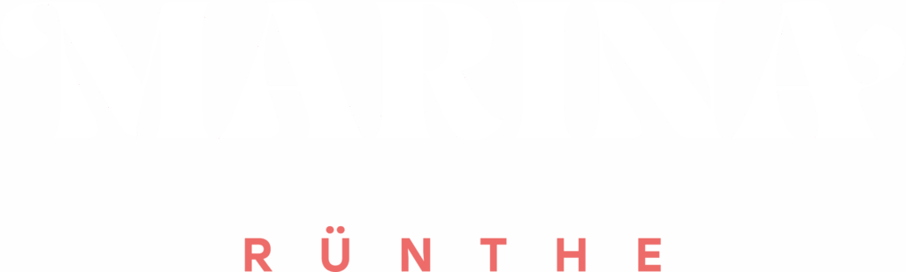 Logo der Marina Rünthe ohne Bildmarke in weiß und Urlaubs-Rot